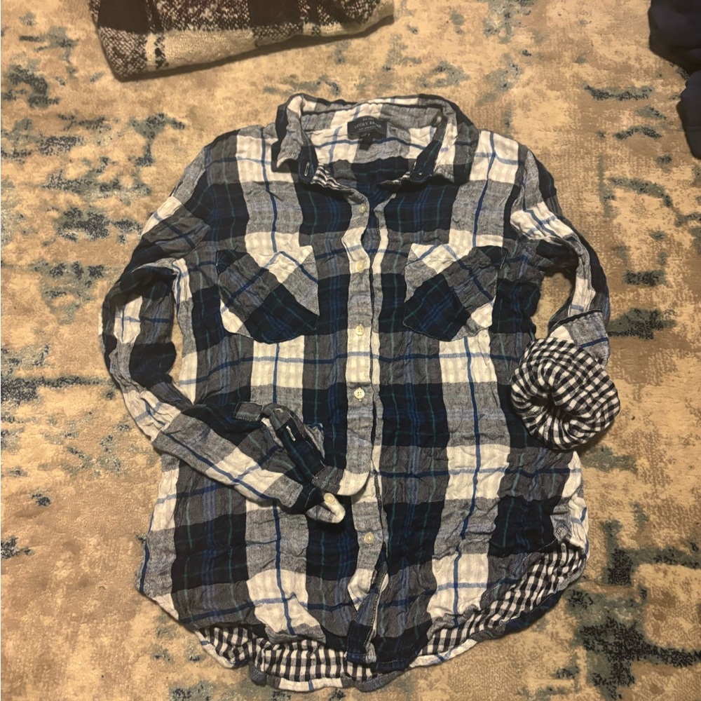 Lucky Brand Blue and White Checkered Shirt